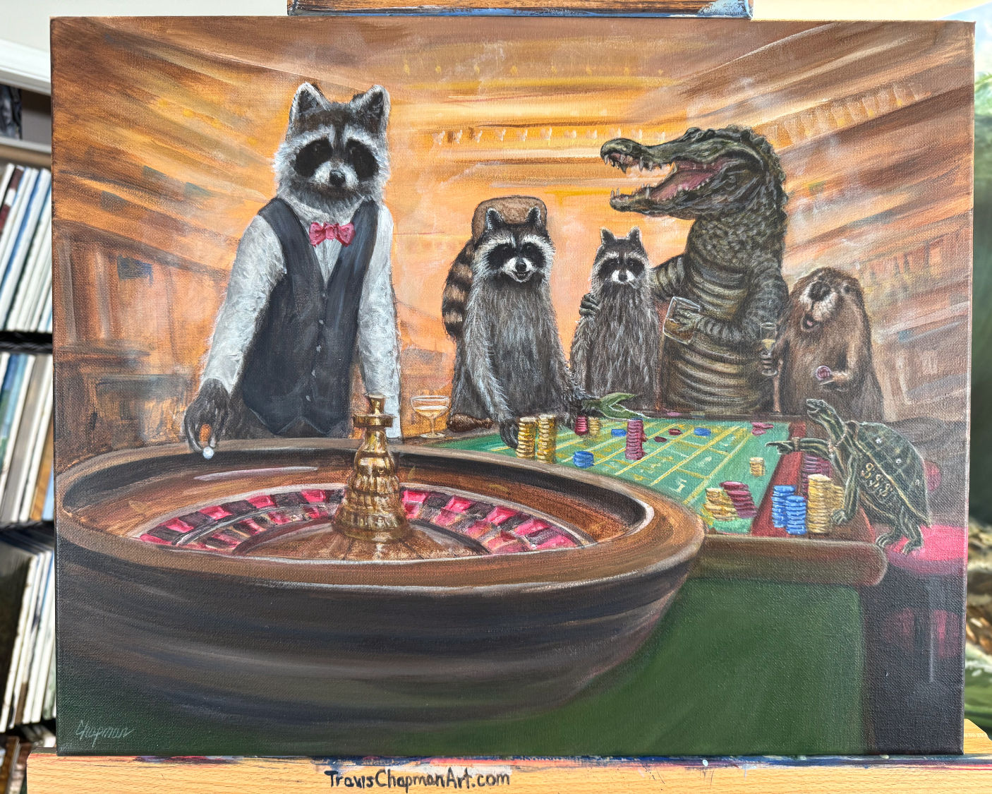 Kip casino a turtle beaver, alligator and raccoons playing roulette original