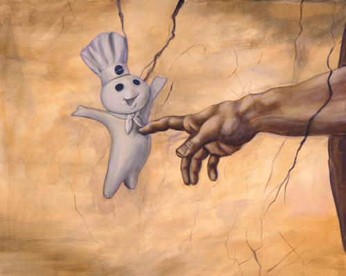 Pillsbury Doughboy gets touched by the hand of God. | Travis