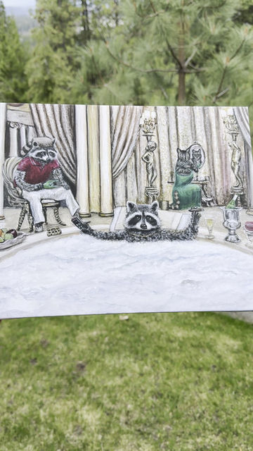 Thumbnail: Raccoon in a hot tub Scarface bathtub Kip Ricky and Elvira. Video of Canvas Print