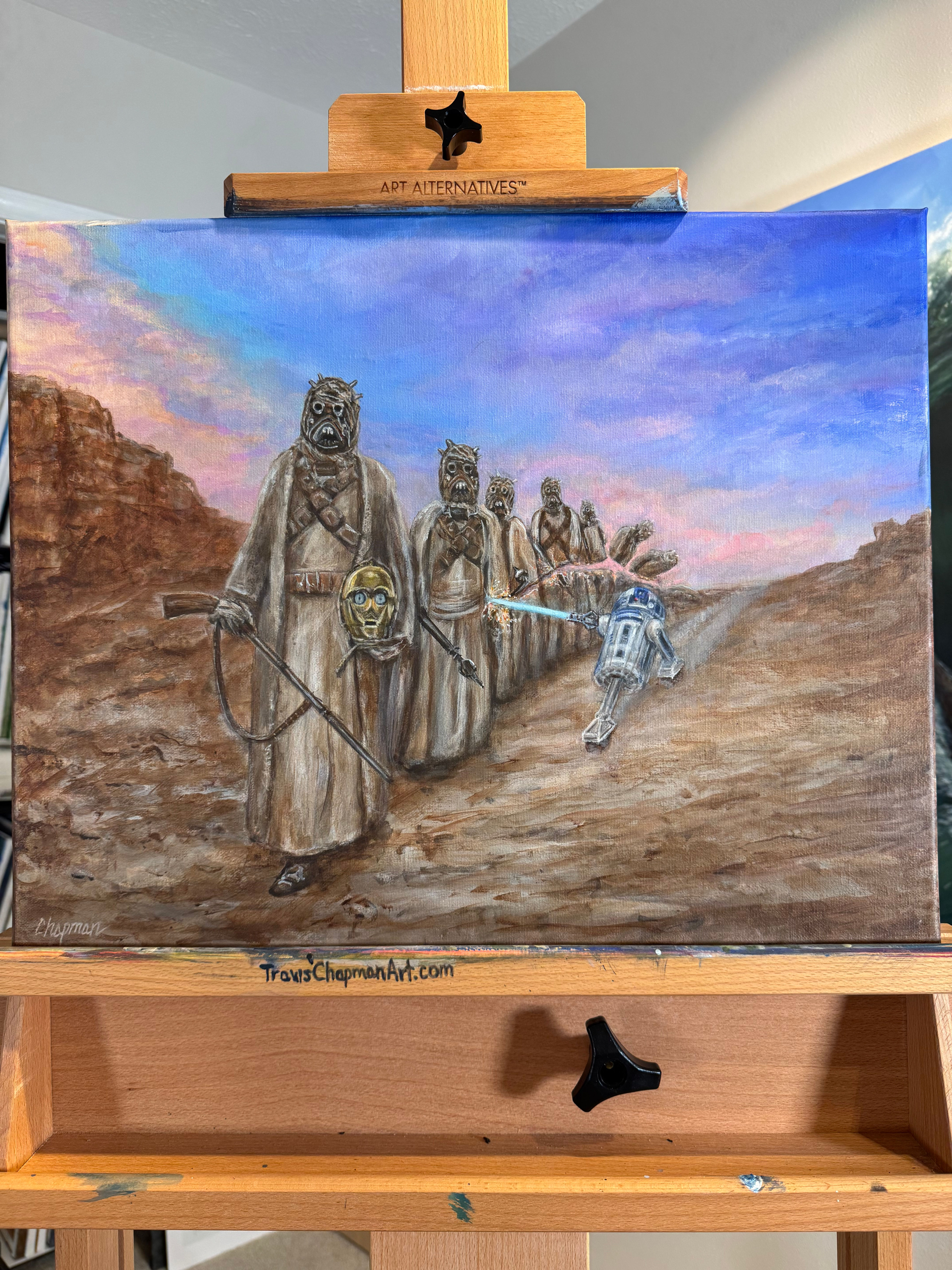 R2-D2 cuts down sand people Tuscan Raiders with a light saber revenge original