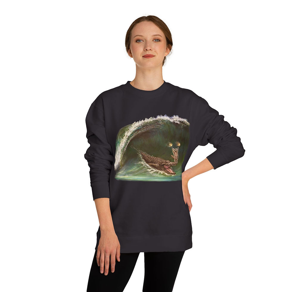 Thumbnail: My Wave Raccoon Riding on a  Alligator. Unisex Crew Neck Sweatshirt