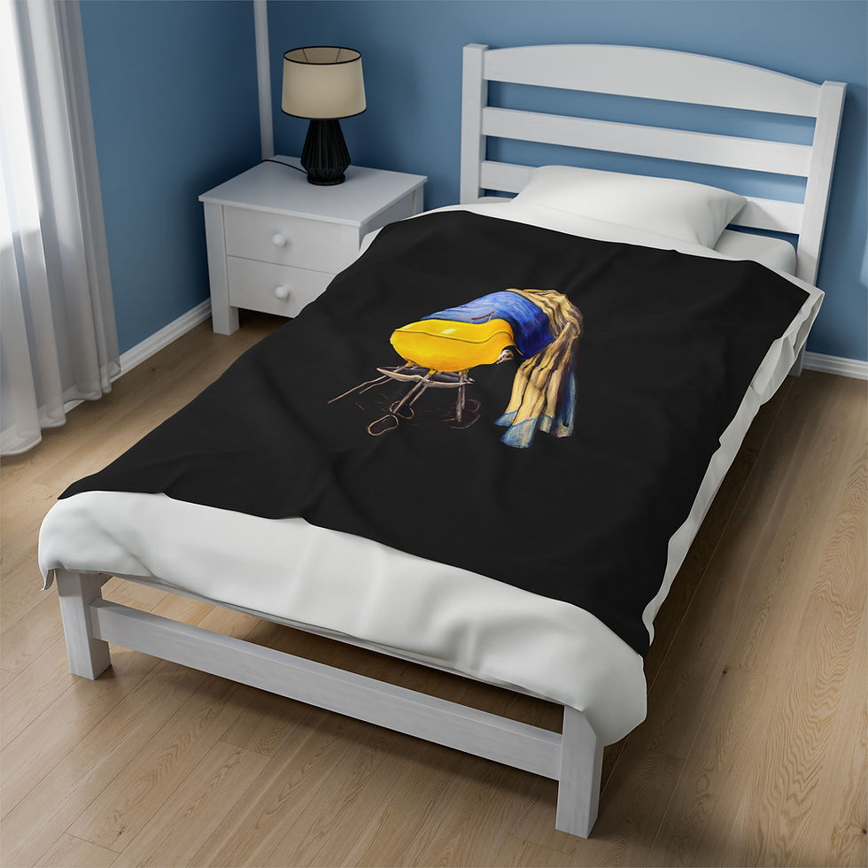 Thumbnail: Grill with a Pearl Earring Velveteen Plush Blanket