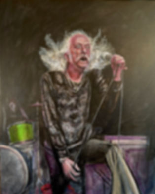Bobby Liebling of pentagram from the viral video with intense bewildered stare.