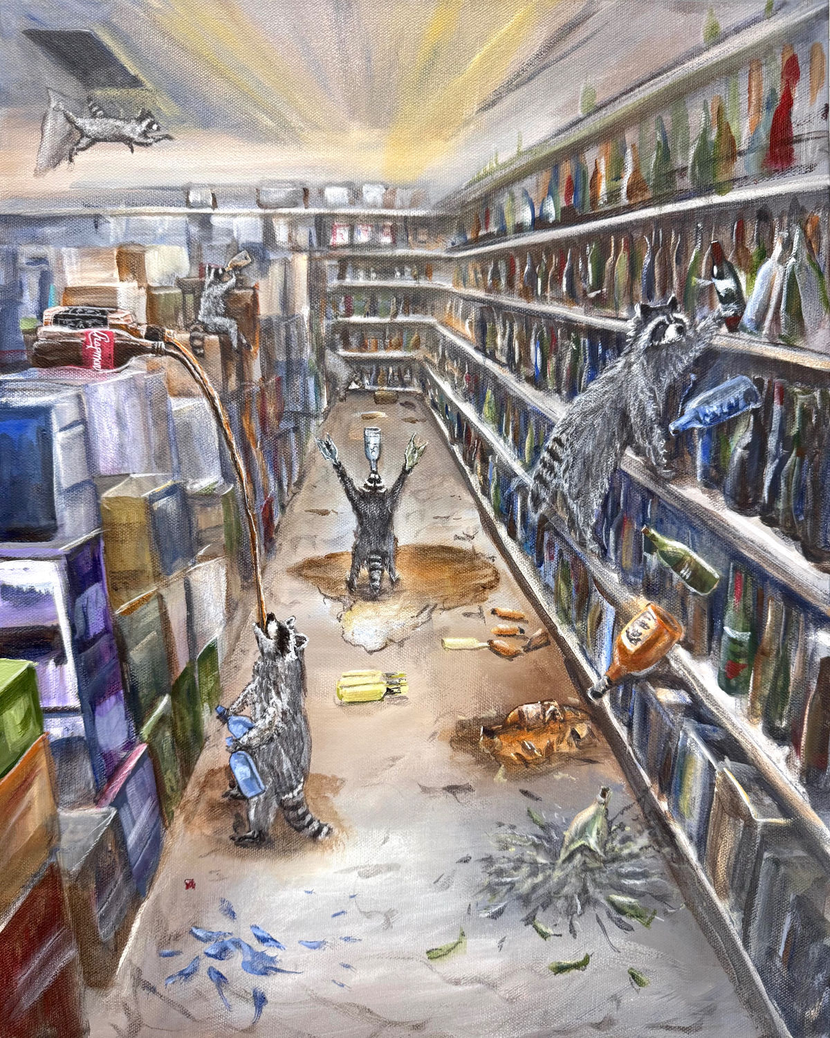 Cole the raccoon breaks into the ABC liquor store in Ashland, Virginia..