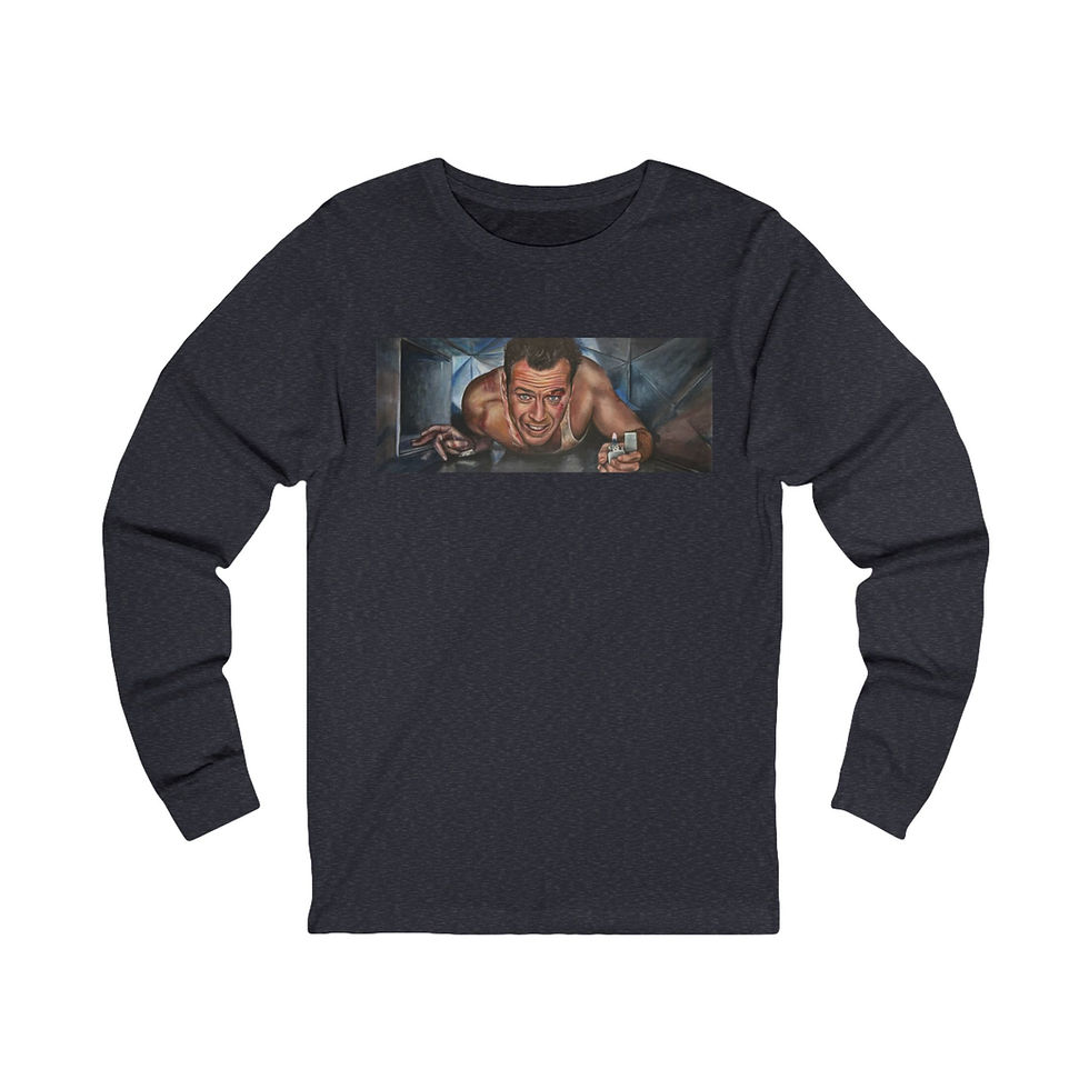 Thumbnail: Bruce Willis, Die Hard crawling through the air duct. Jersey Long Sleeve Tee