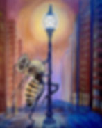 Bee polite. Exotic dancing bee dancing with a light pole.