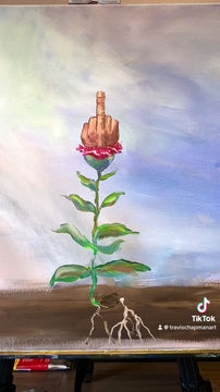 Thumbnail: Middle finger flower 16”x20” original acrylic painting.