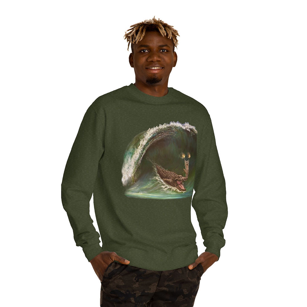Thumbnail: My Wave Raccoon Riding on a  Alligator. Unisex Crew Neck Sweatshirt
