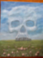 Stone henge teeth cloud skull original painting