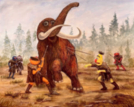 Prehistoric puppets takedown giant woolly mammoth.