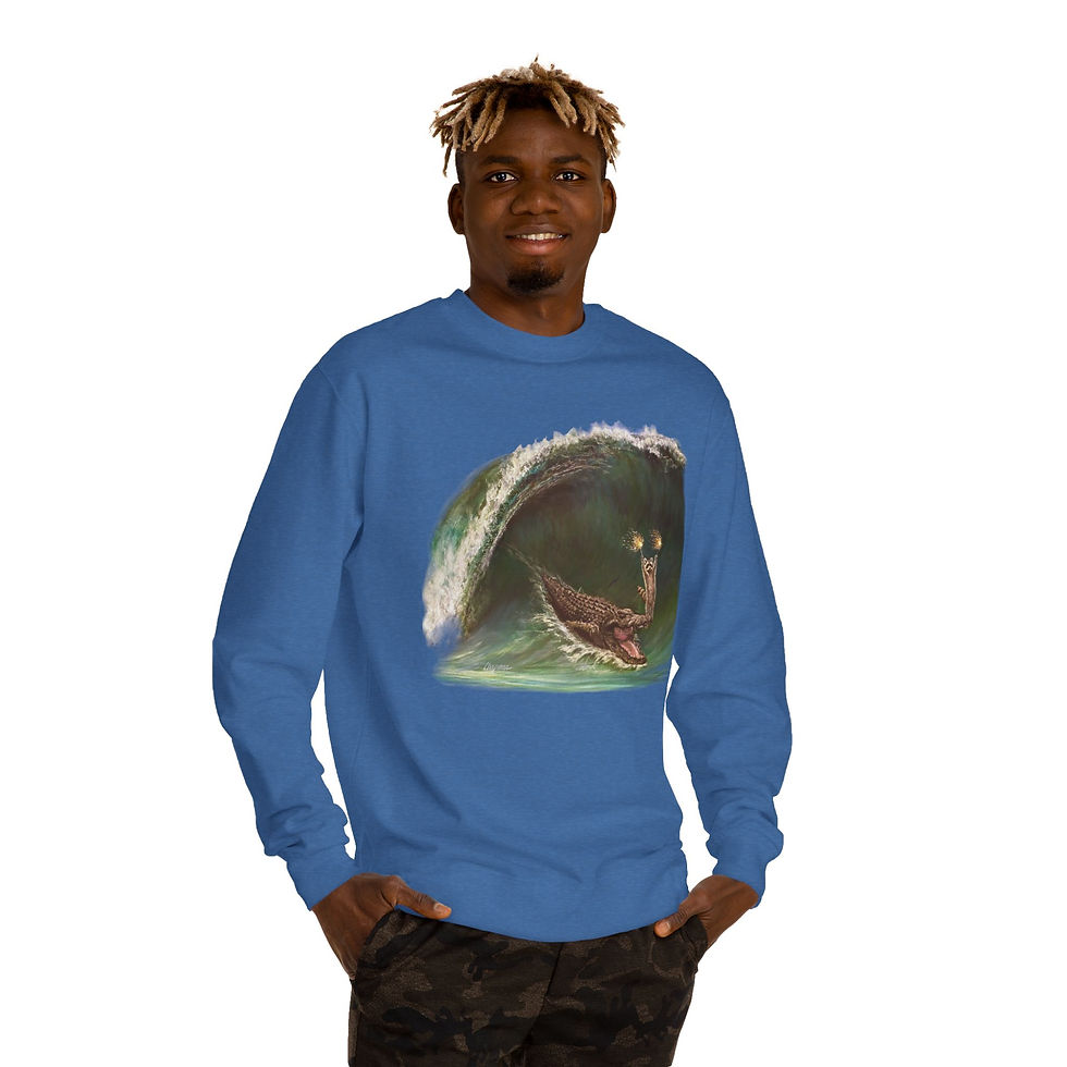 Thumbnail: My Wave Raccoon Riding on a  Alligator. Unisex Crew Neck Sweatshirt