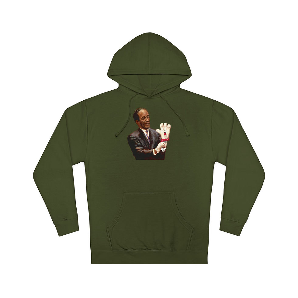 Thumbnail: OJ Simpson with the "Glove", Hamburger Accomplice. Unisex Hooded Sweatshirt