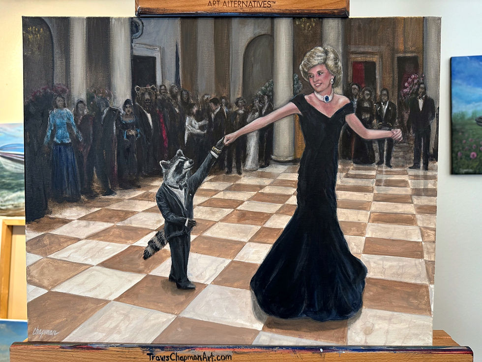 Thumbnail: Kip dances with Princess Diana in the White House ballroom original canvas