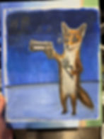 Thumbnail: Fox Olympic target shooter pistol with precision lens eye wear gear. Original loose canvas painting,