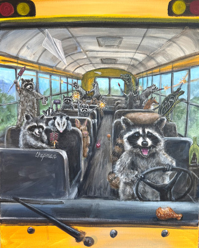 Tennessee bus ride Raccoon school bus Ricky driving with fireworks
