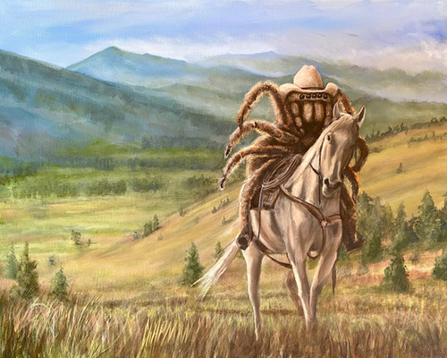 Tarantula Rodeo Tarantula. Tarancherla Tarantula rancher wearing a cowboy hat and ...