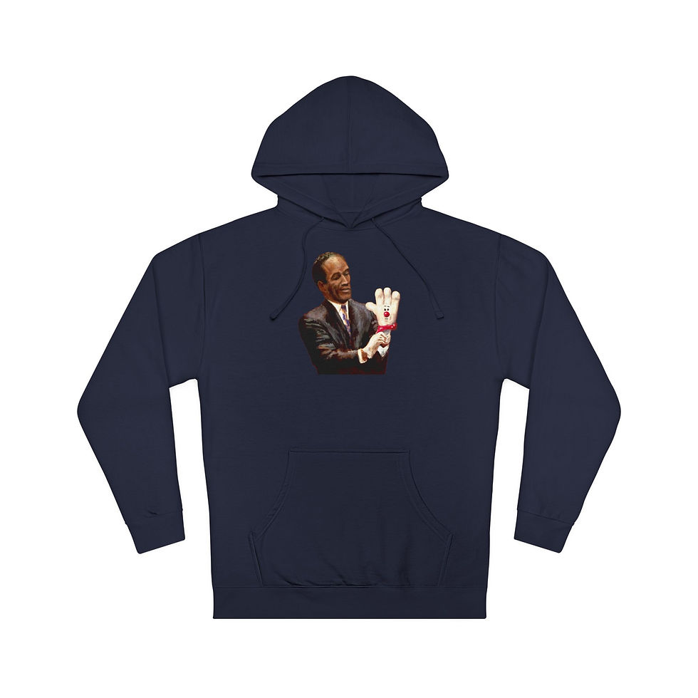 Thumbnail: OJ Simpson with the "Glove", Hamburger Accomplice. Unisex Hooded Sweatshirt