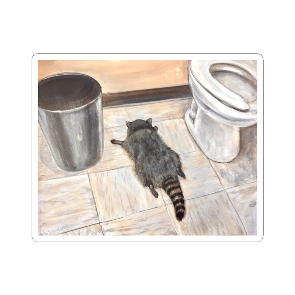 Thumbnail: Drunk raccoon, Cole passed out in bathroom next to toilet. Kiss-Cut Stickers