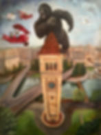 King Kong takes over the Spokane clock tower.