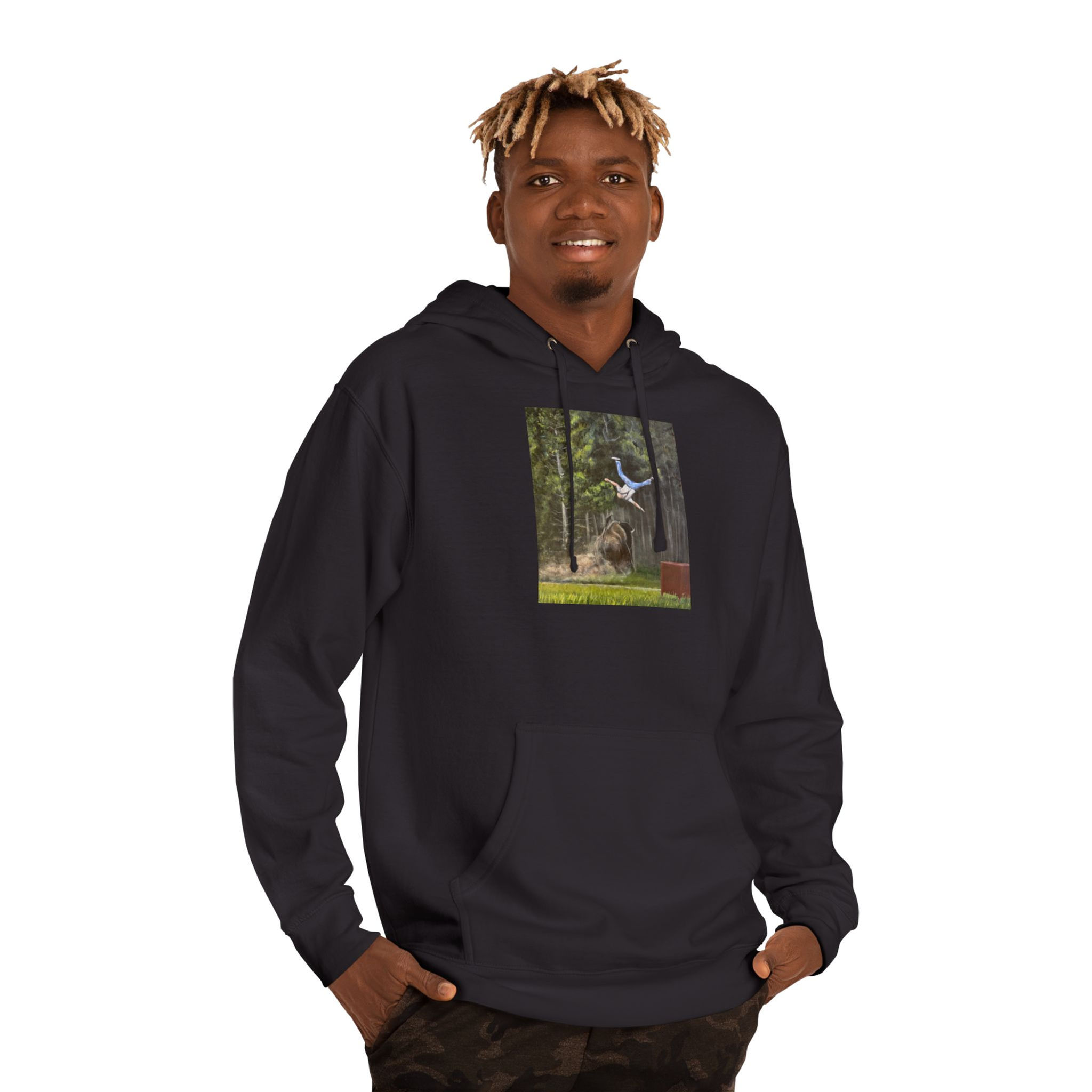Angry Bison launches Man. Unisex Hooded Sweatshirt