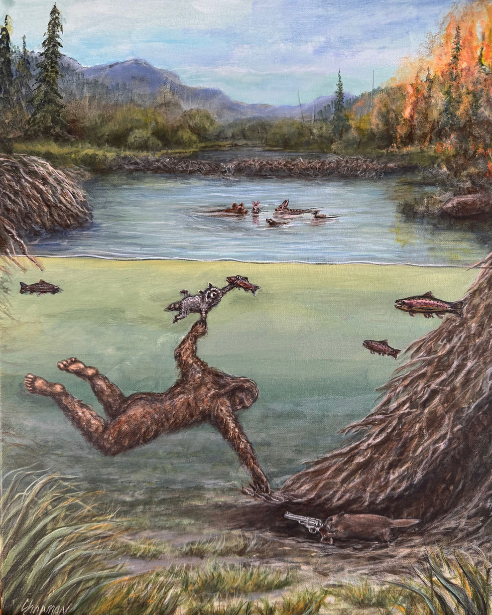 Bigfoot held at gunpoint by a beaver while trying to break in. Kip too.