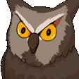 This is fine text with flames around an owl