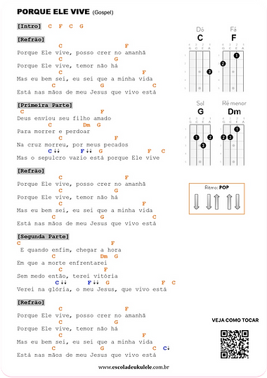 Porque Ele Vive (Gospel) Cifra de Ukulele Gospel.png