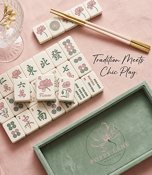 Firefly_Gemini Flash_Create an instagram post to launch Poppy Lane Mahjong. Where traditio