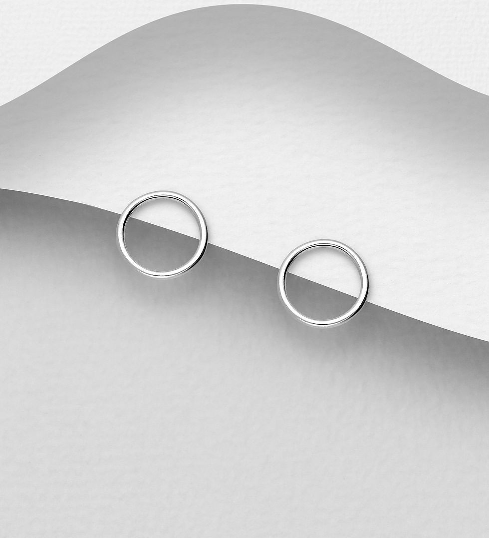 925 Sterling Silver Push-Back Circle Earrings - Silver Collection