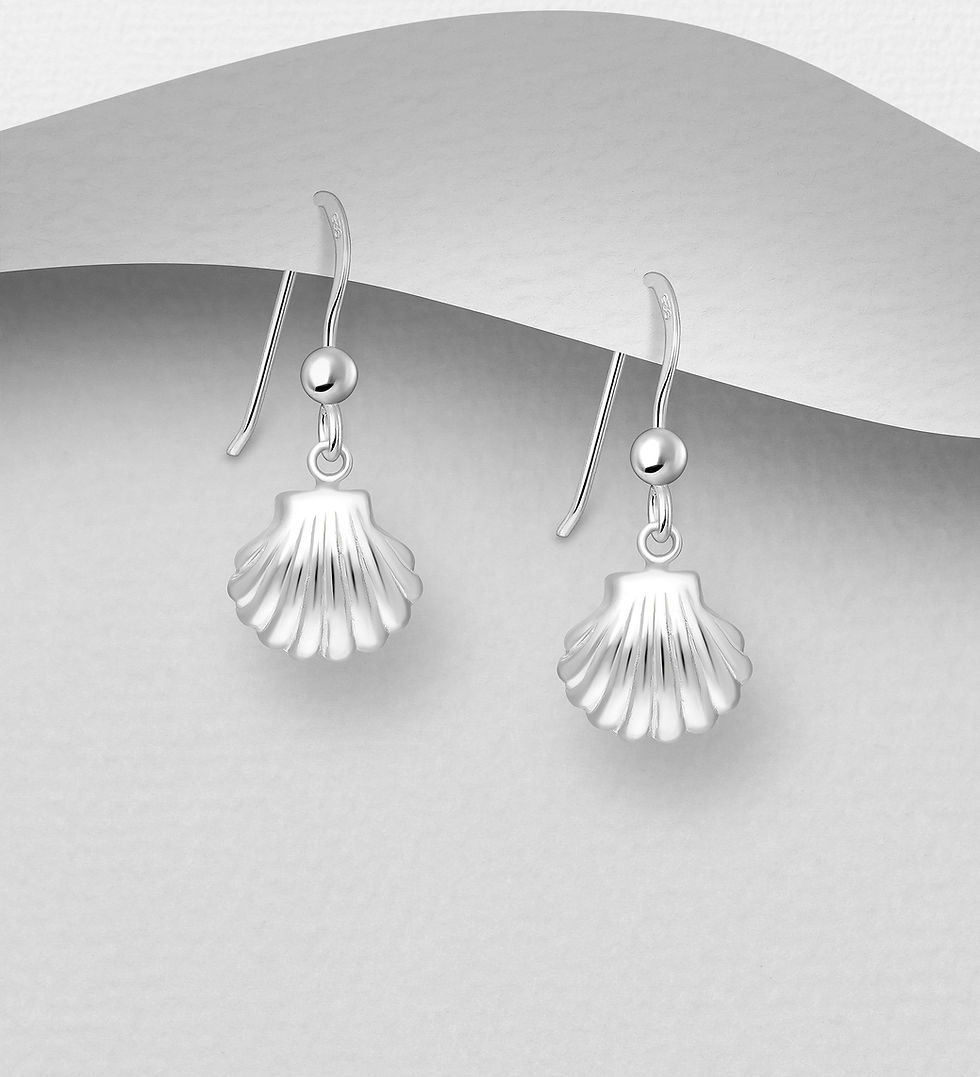 925 Sterling Silver Shell Drop Earrings, 10x24 mm, Premium Silver Jewelry