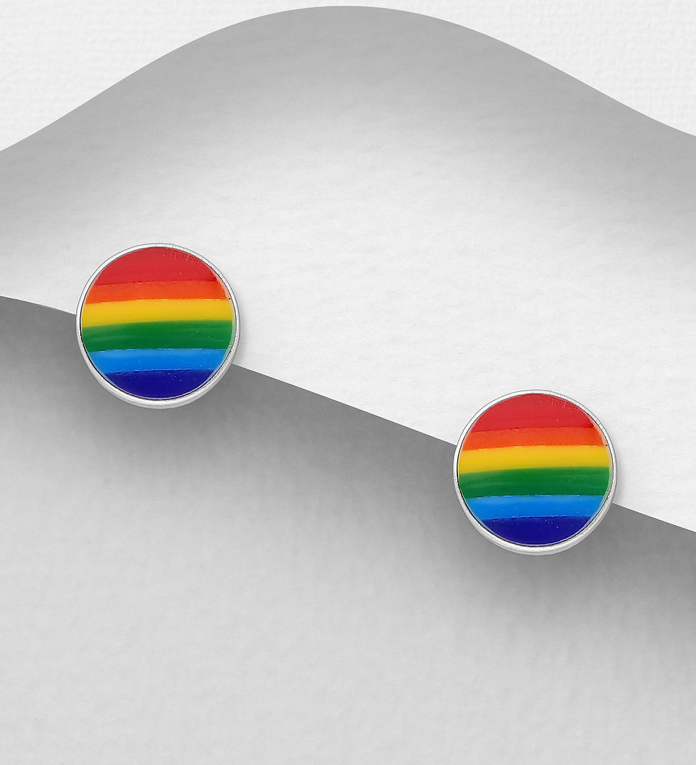 925 Sterling Silver Circle Earrings with Colored Enamel Detail