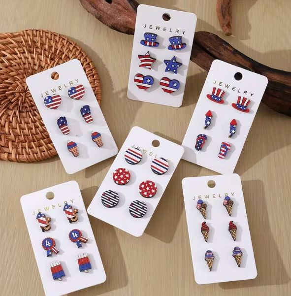 Thumbnail: Patriotic Earrings Set of 3