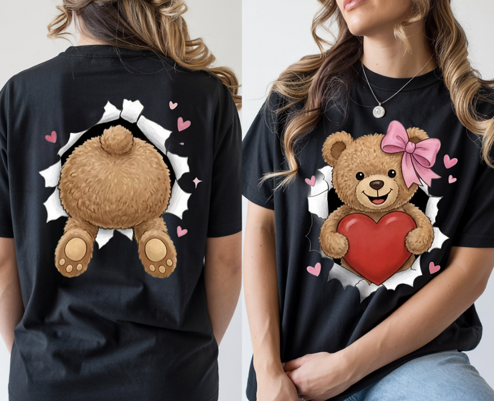 Thumbnail: Heart Bear Front & Back Graphic Tee