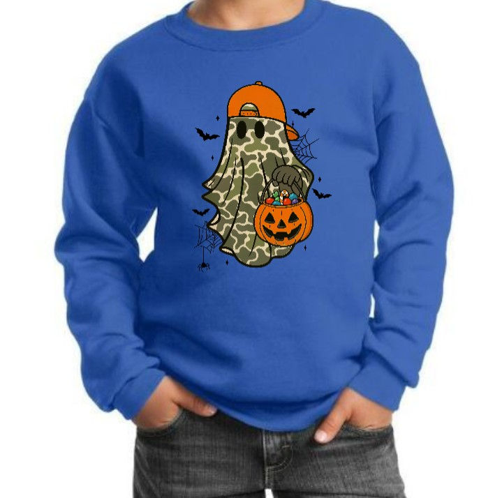 Thumbnail: Halloween Retro Camo Ghost Youth/Toddler crew