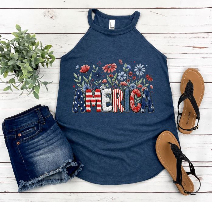 Thumbnail: America Floral Rocker Tank Top