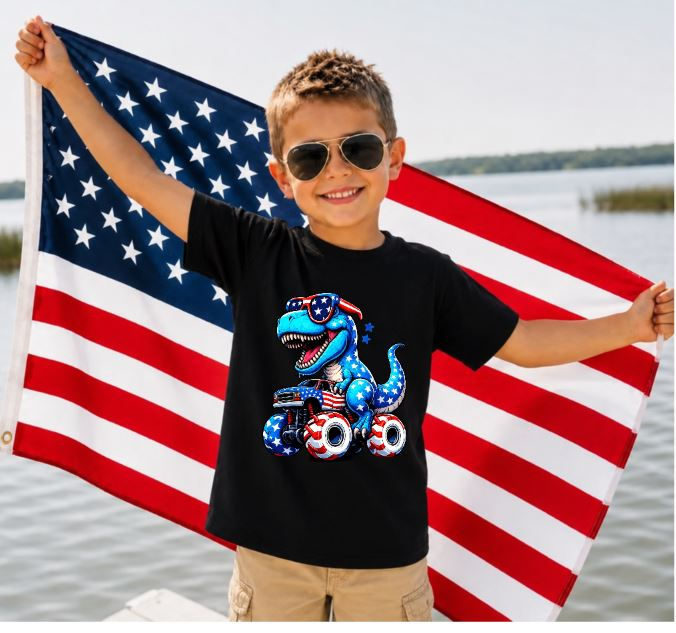 Thumbnail: Patriotic Dino Graphic Tee Toddler/Youth Size