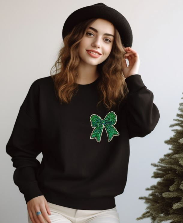 Thumbnail: Green Sequin Bow Sweatshirt