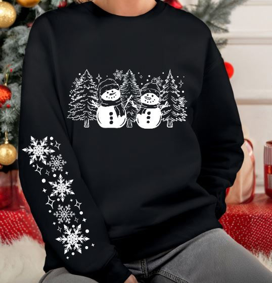 Thumbnail: Snowman with Snowflake Sleeve Sweatshirt