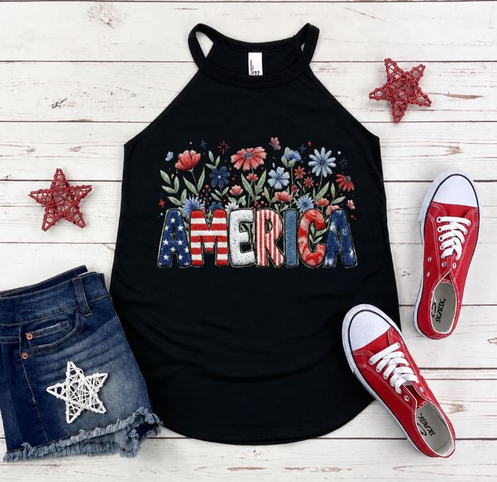 Thumbnail: America Floral Rocker Tank Top