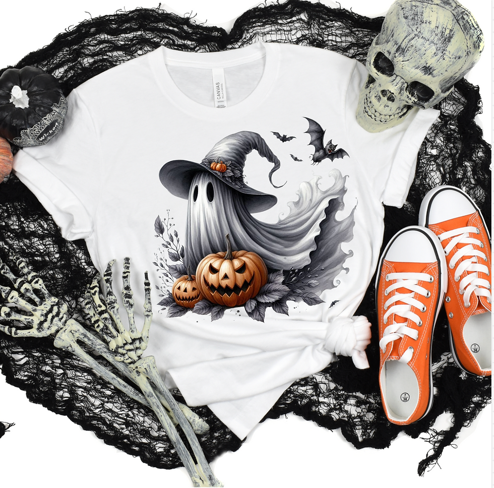 Thumbnail: Floating Ghost with Pumpkins Graphic Tee