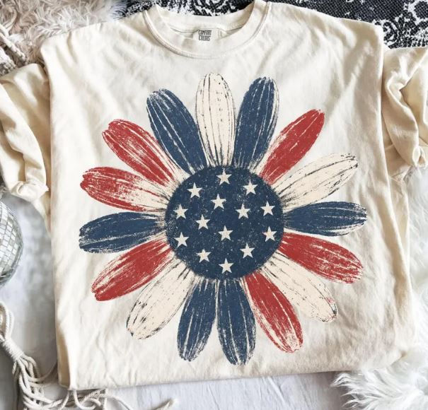 Patriotic Daisy Comfort Color Shirt