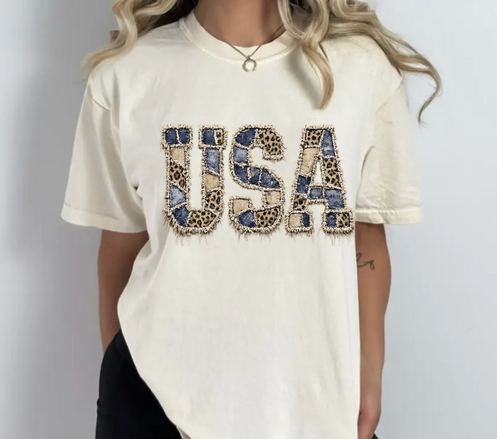 Thumbnail: USA Faux Patchwork Comfort Color Shirt