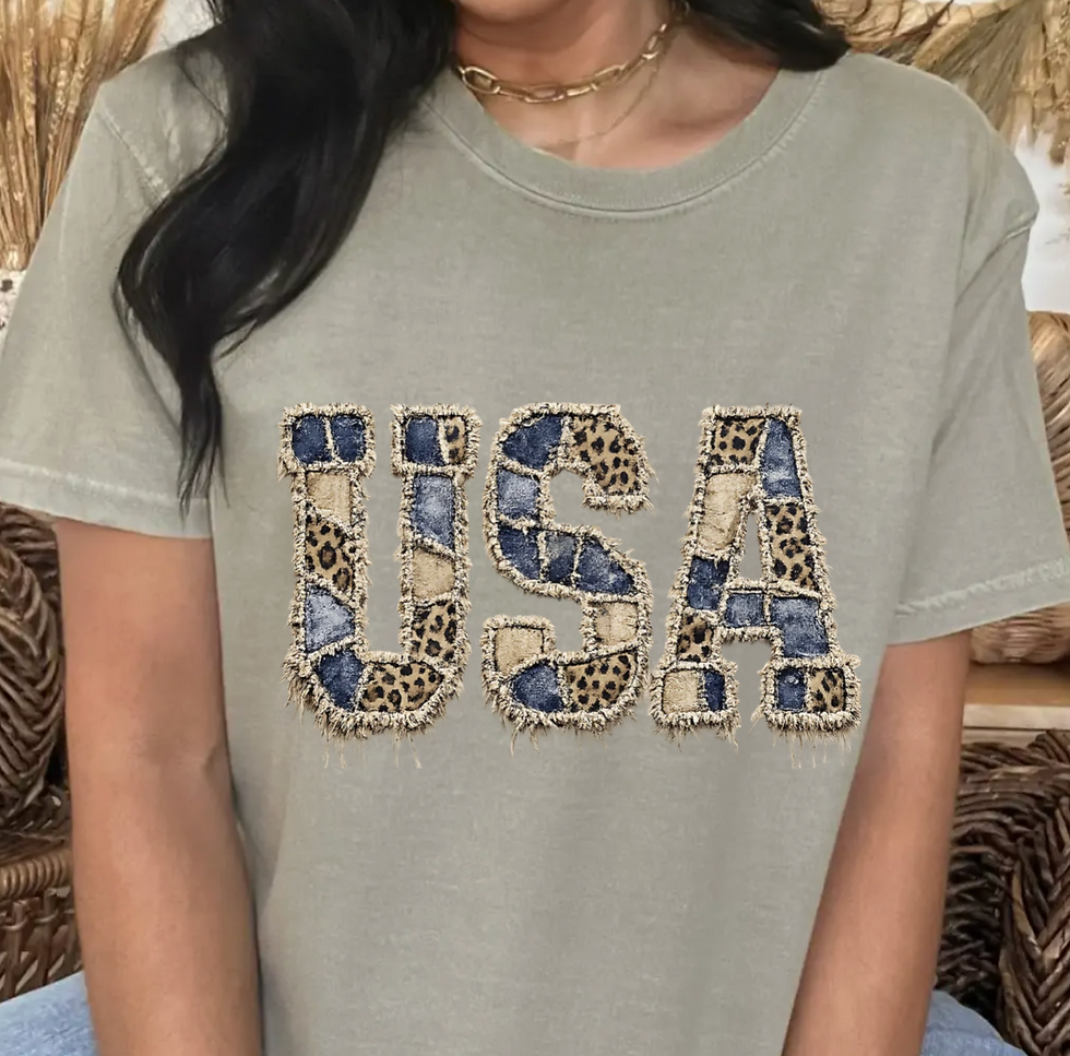 Thumbnail: USA Faux Patchwork Comfort Color Shirt