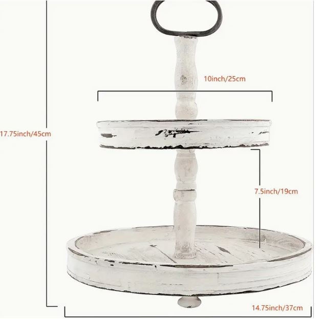 Thumbnail: White Distressed Wood Tray with Metal Handle