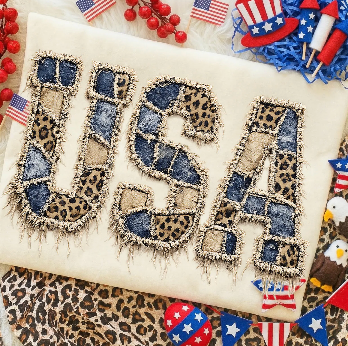 USA Faux Patchwork Comfort Color Shirt
