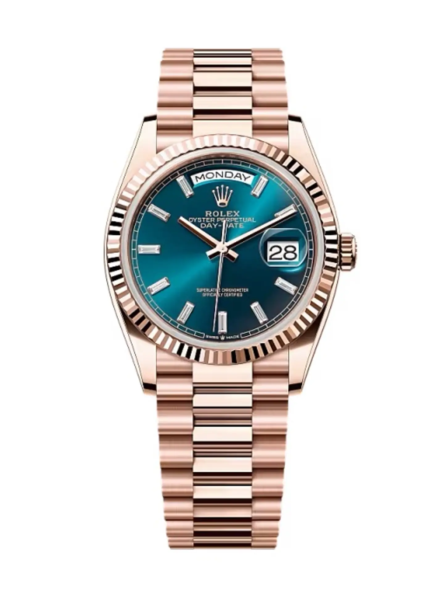 Rolex Day-Date Blue-Green Diamond Dial 128235-0085 36 mm – Swiss Made