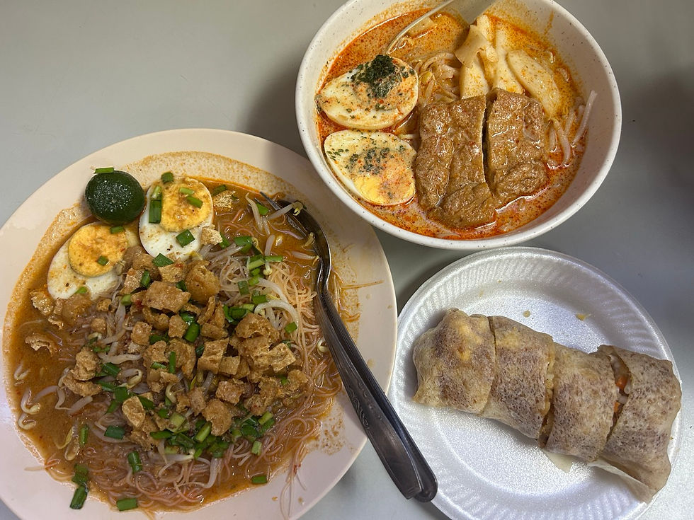 laksa, mee siam, popiah