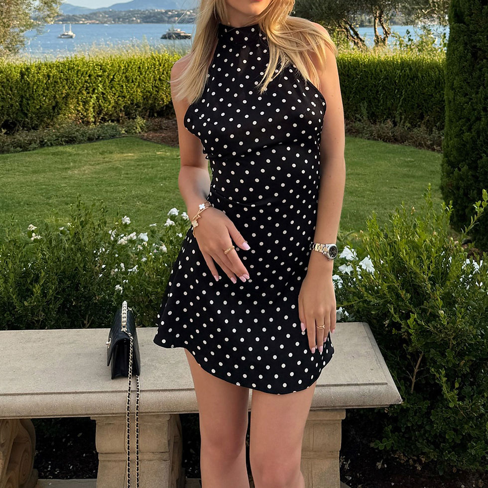 Thumbnail: SUCHCUTE Sexy Polka Dot Print Halter Dress For Women Elegant Party Slim Backless
