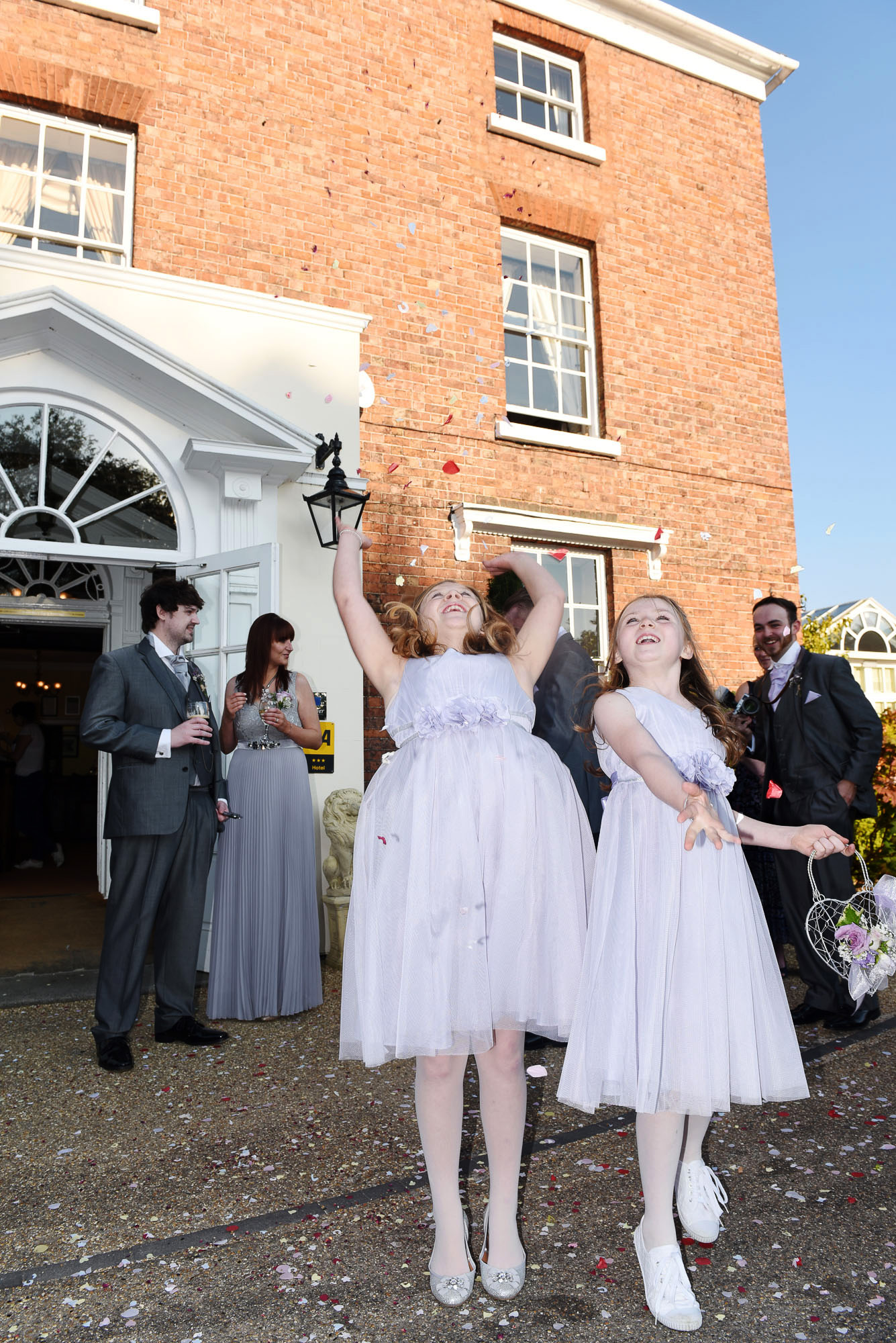 Bridesmaids and confetti