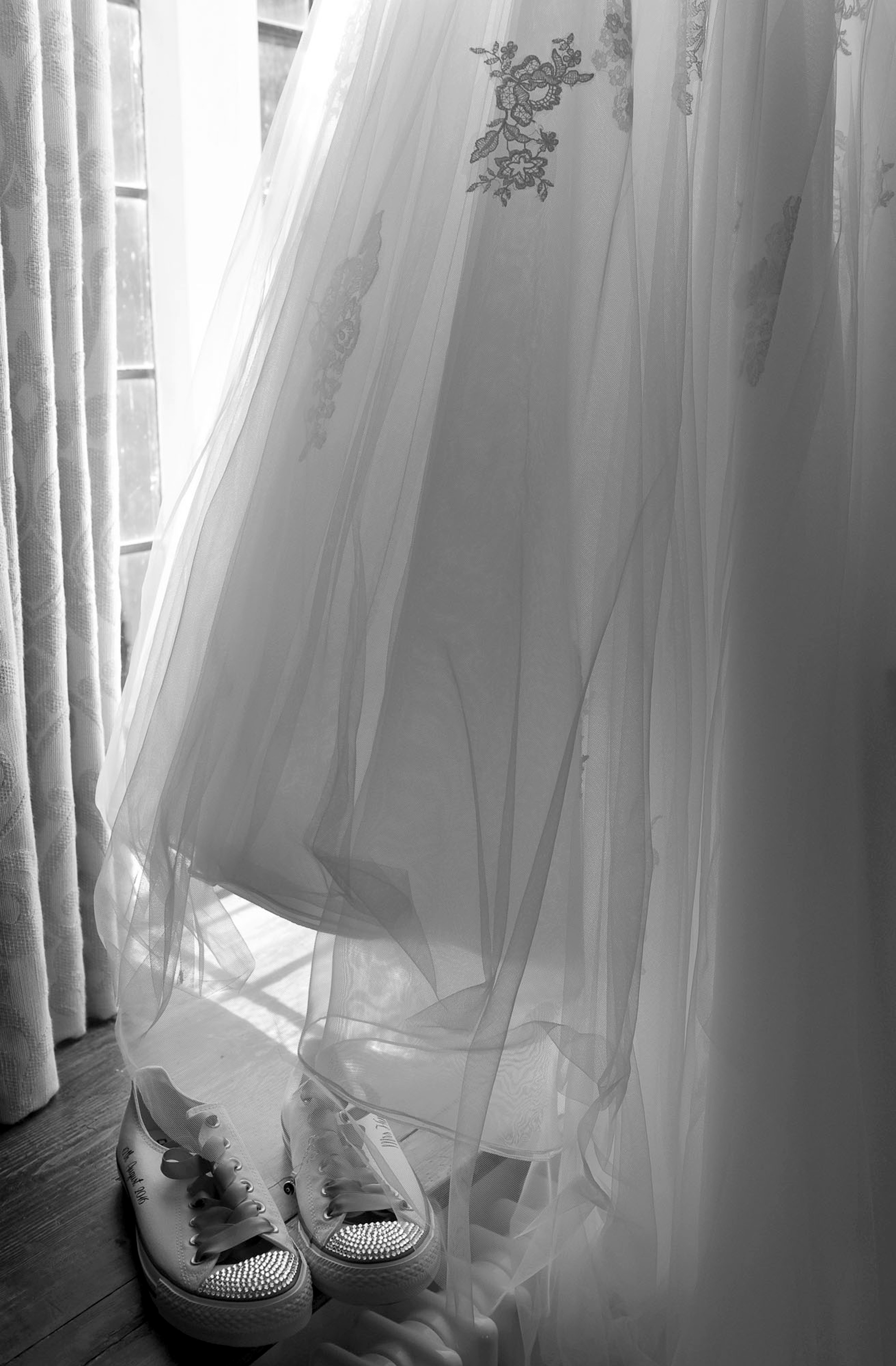 Wedding dress and converse pumps